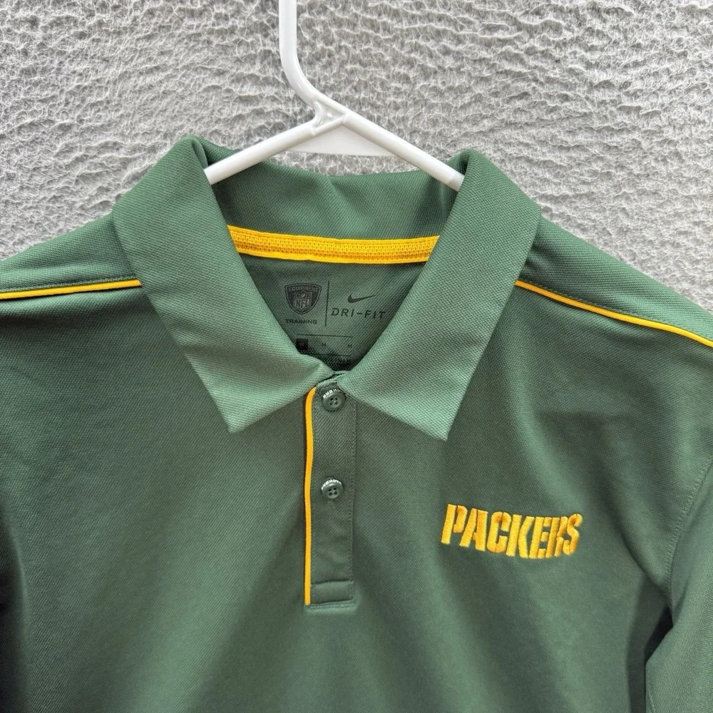 Green Bay Packers Shirt Adult Medium Green Polo Nike Dri Fit Performance Stretch